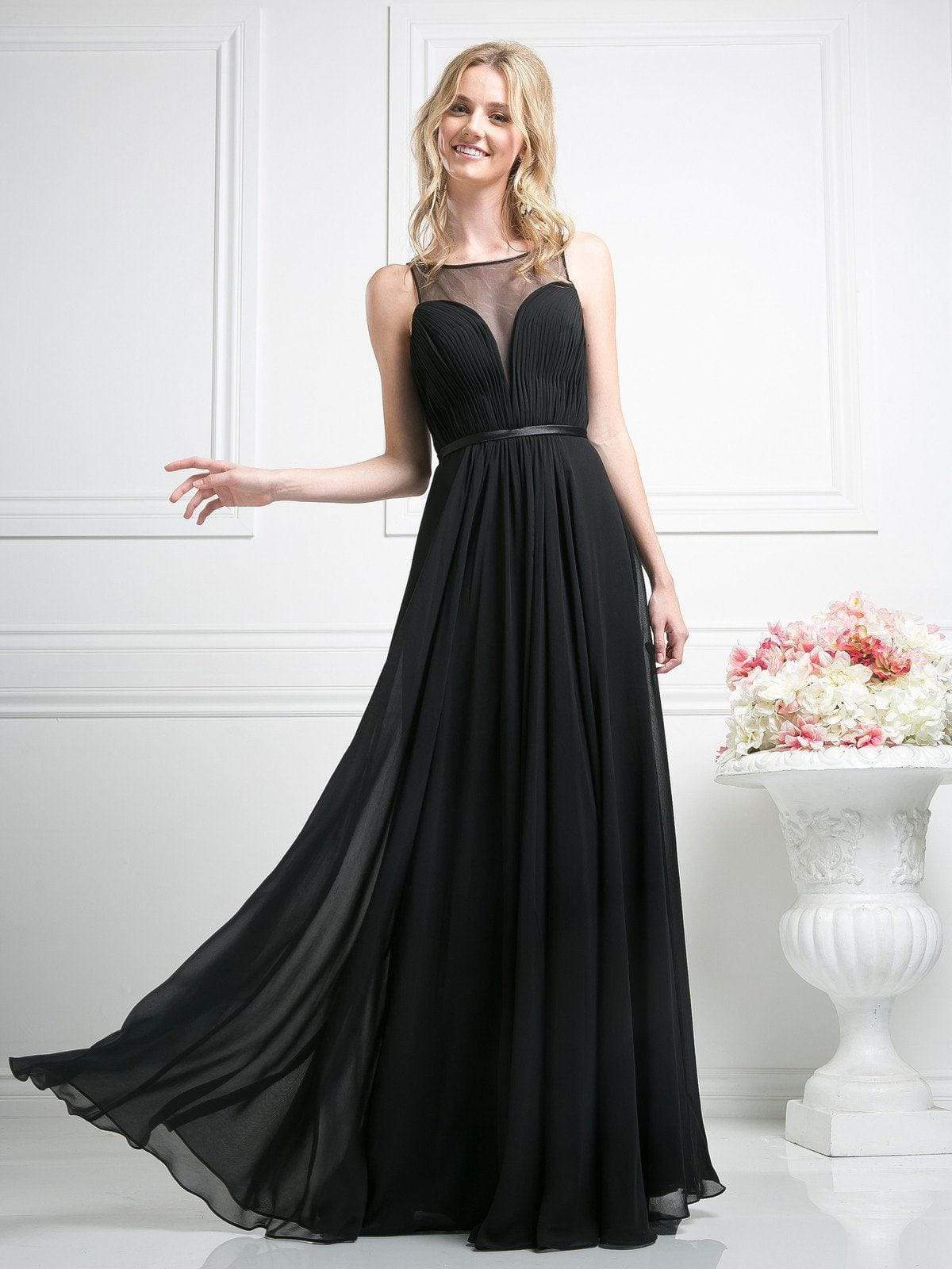 Cinderella Divine - 7458 Illusion Neckline Chiffon Empire Waist Gown
