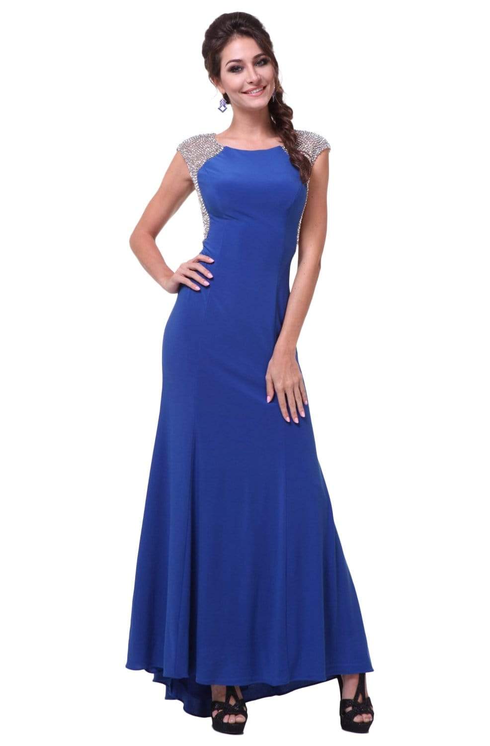 Cinderella Divine - 8115 Beaded Scoop Sheath Evening Gown