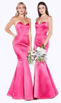 Strapless Satin Sweetheart Mermaid Open-Back Party Dress with a Brush/Sweep Train