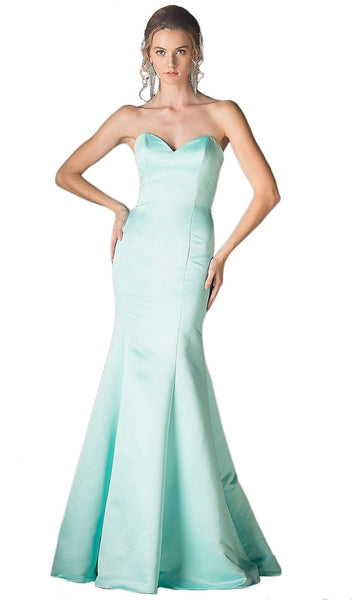 Strapless Open-Back Sweetheart Mermaid Satin Party Dress with a Brush/Sweep Train
