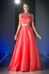 A-line Gathered Fitted Beaded Pleated High-Neck Evening Dress/Party Dress