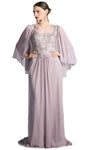 Sophisticated Back Zipper Sheer Beaded Illusion Bateau Neck Sheath Floor Length Sheath Dress with a Brush/Sweep Train