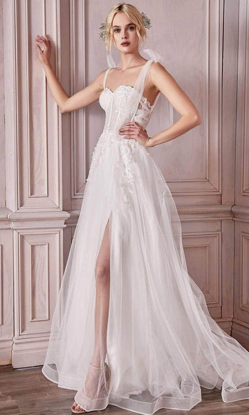 A-line Sleeveless Spaghetti Strap Lace Back Zipper Applique Open-Back Sheer Lace-Up Sweetheart Basque Corset Waistline Wedding Dress with a Court Train