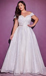 A-line General Print Sweetheart Tiered Fitted Glittering Back Zipper Satin Off the Shoulder Natural Waistline Floor Length Wedding Dress