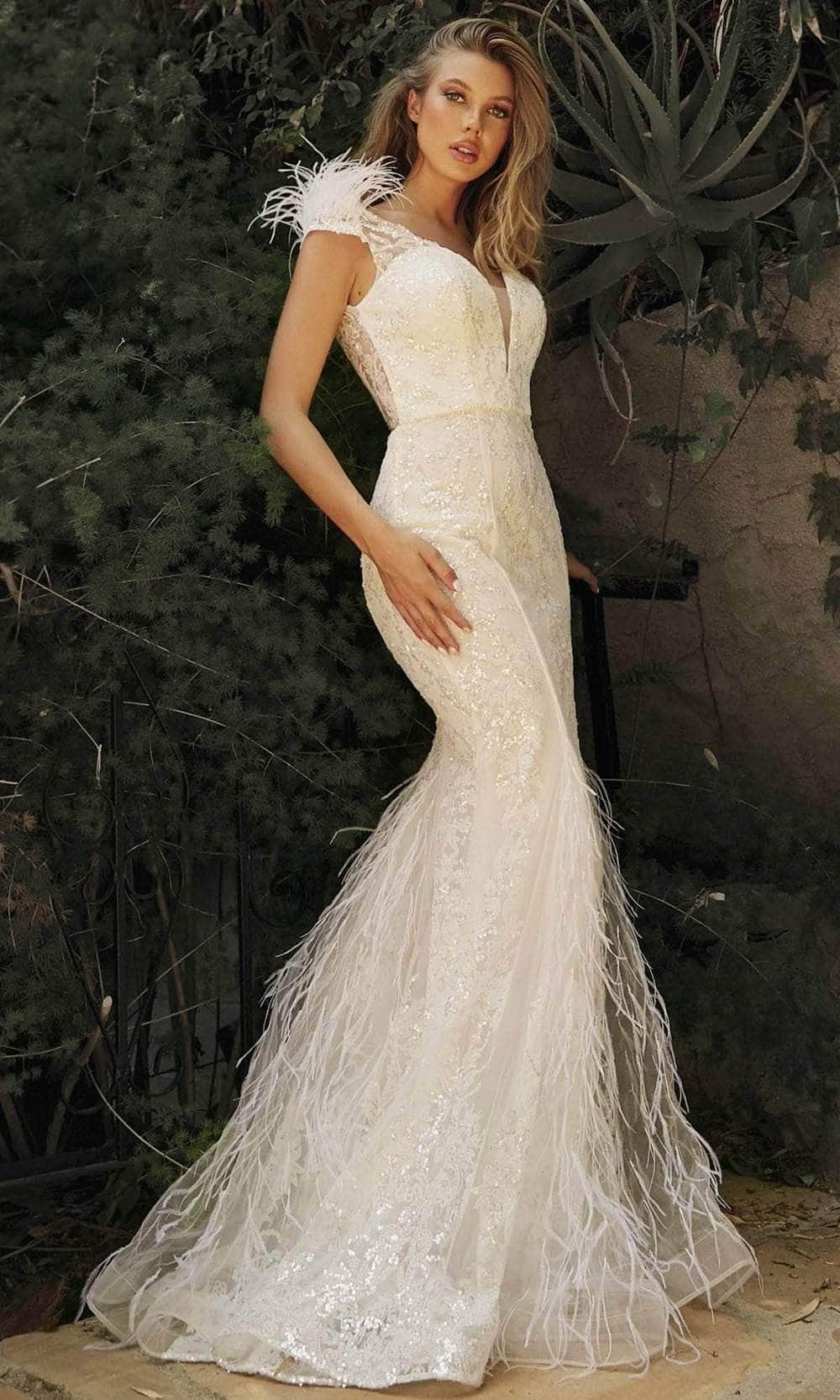 Cinderella Divine C57W - Cap Sleeve Embellished Bridal Gown
