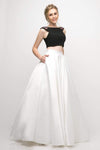 Sophisticated A-line Floor Length Pocketed Beaded Cap Sleeves Bateau Neck Dress