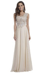 Sophisticated A-line Lace Illusion Shirred Jeweled Sheer Floor Length Cap Flutter Sleeves Sweetheart Dress