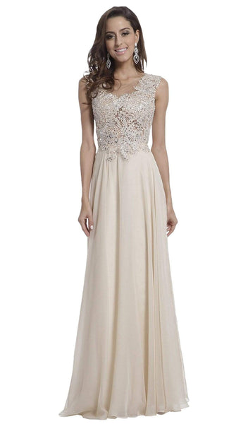 Sophisticated A-line Lace Illusion Shirred Jeweled Sheer Floor Length Cap Flutter Sleeves Sweetheart Dress