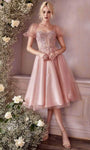 A-line Tea Length Corset Natural Waistline Back Zipper Open-Back Beaded Applique Sweetheart Puff Sleeves Sleeves Dress