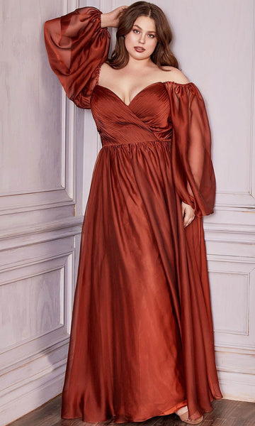 Sophisticated A-line Sweetheart Natural Waistline Bishop Sleeves Back Zipper Open-Back Shirred Ruched Evening Dress/Bridesmaid Dress/Mother-of-the-Bride Dress/Prom Dress with a Brush/Sweep Train