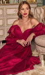 Sophisticated A-line Natural Waistline Bishop Sleeves Sweetheart Shirred Ruched Open-Back Back Zipper Evening Dress/Bridesmaid Dress/Mother-of-the-Bride Dress/Prom Dress with a Brush/Sweep Train