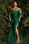 Sophisticated Back Zipper Open-Back Ruched Draped Slit Mermaid Off the Shoulder Natural Waistline Jersey Fall Dress with a Brush/Sweep Train With a Bow(s)