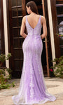 V-neck Mermaid Illusion Open-Back Beaded Sheer Embroidered Back Zipper Plunging Neck Natural Waistline Evening Dress/Bridesmaid Dress/Mother-of-the-Bride Dress/Prom Dress with a Brush/Sweep Train