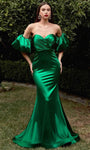 Sweetheart Satin Natural Waistline Mermaid Back Zipper Puff Sleeves Sleeves Off the Shoulder Dress