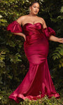 Puff Sleeves Sleeves Off the Shoulder Back Zipper Mermaid Sweetheart Satin Natural Waistline Dress