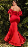 Natural Waistline Puff Sleeves Sleeves Off the Shoulder Sweetheart Mermaid Back Zipper Satin Dress