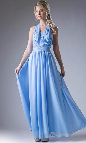 A-line Floor Length Chiffon Ruched Flowy Natural Waistline Evening Dress