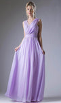 A-line Floor Length Natural Waistline Flowy Ruched Chiffon Evening Dress