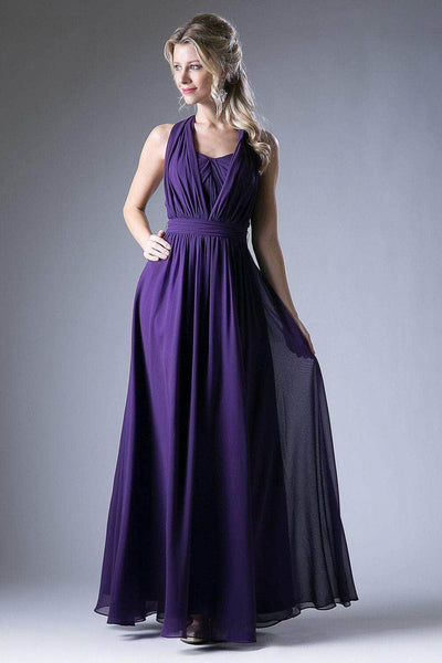 A-line Chiffon Ruched Flowy Floor Length Natural Waistline Evening Dress