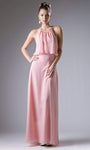 A-line Halter Hidden Back Zipper Sleeveless Spaghetti Strap Natural Waistline Floor Length Dress