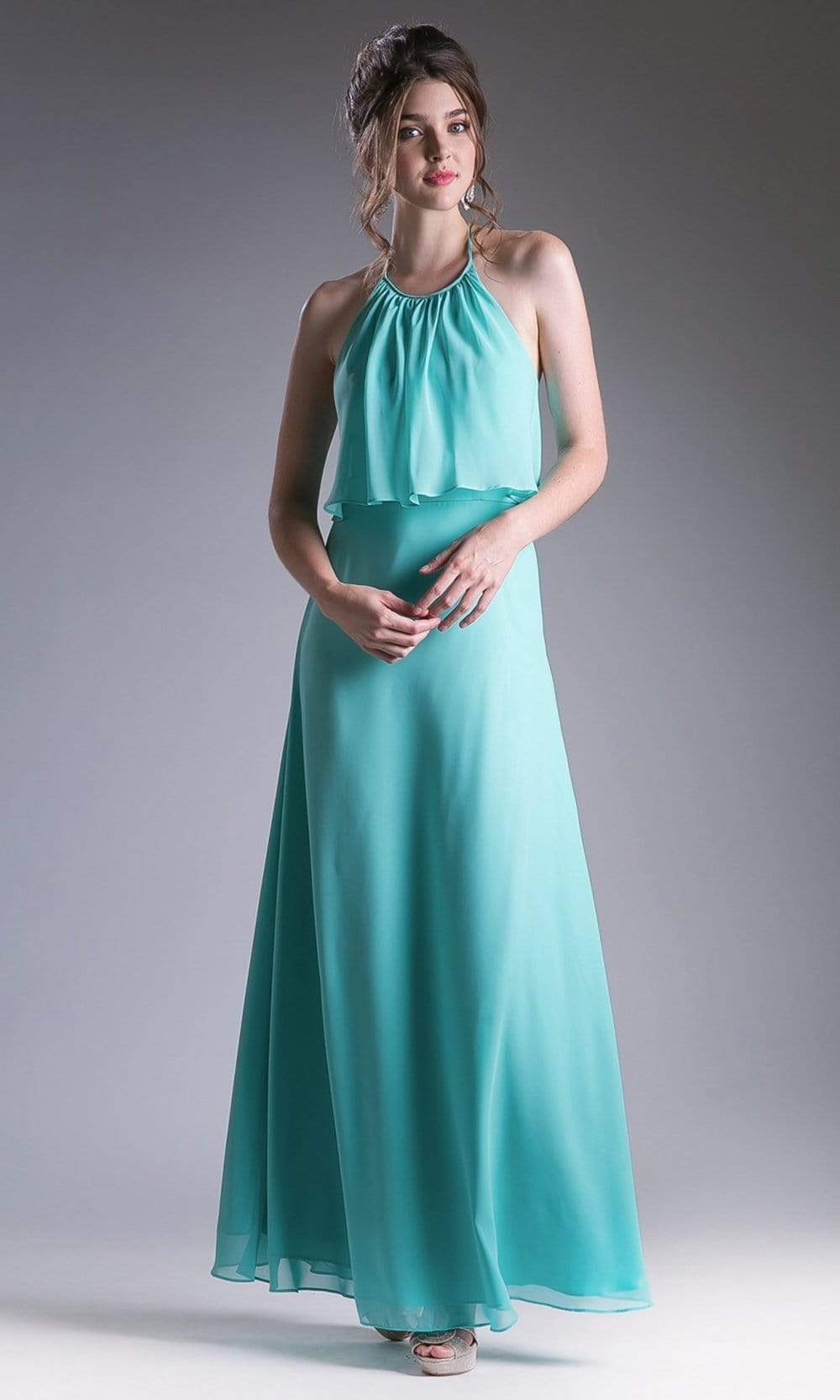 Cinderella Divine - CF130 Flounce Halter Style Chiffon A Line Dress
