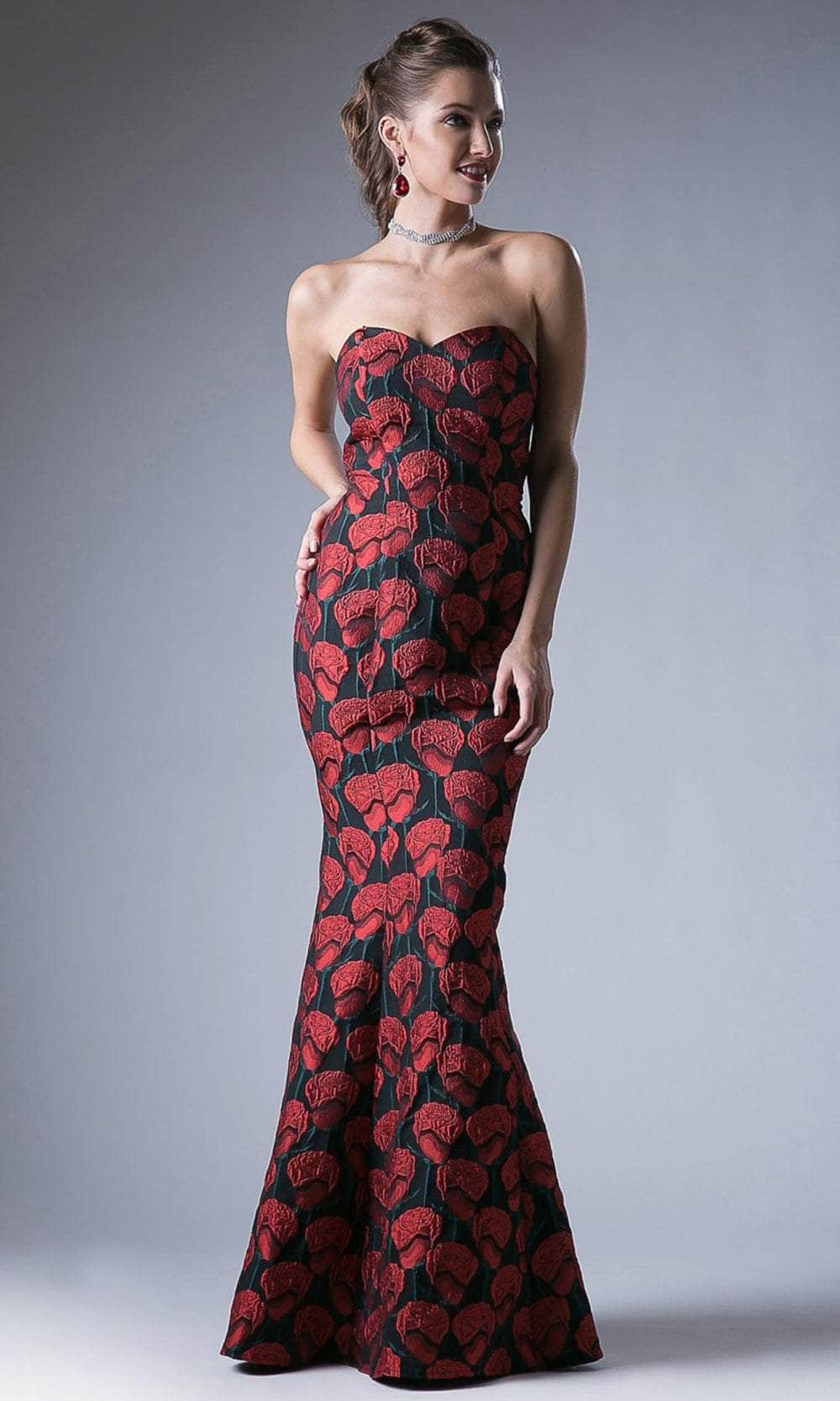 Cinderella Divine CF155 - Printed Strapless Evening Gown
