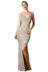 Cowl Neck Sleeveless Spaghetti Strap Fitted Slit Ruched Sequined Natural Waistline Sheath Sheath Dress