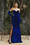 Sophisticated Empire Waistline Velvet Back Zipper Fitted Slit Mermaid Sweetheart Dress with a Brush/Sweep Train