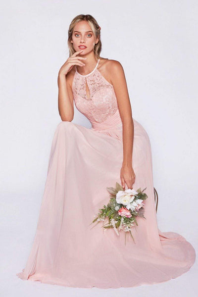 A-line V-neck Back Zipper Pleated Gathered Racerback Cutout Halter Natural Waistline Floor Length Floral Print Sleeveless Evening Dress/Prom Dress