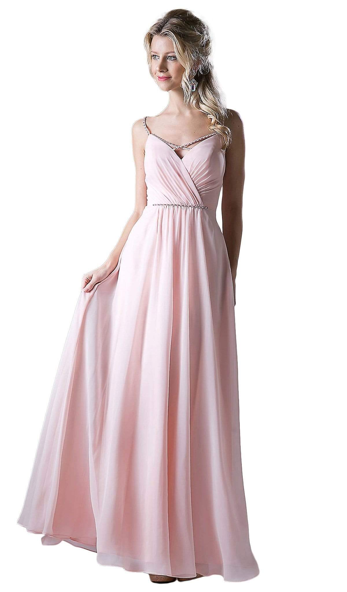 Cinderella Divine - Embellished Strappy Ruched A-line Dress
