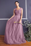 A-line V-neck Sweetheart Fall Sleeveless Natural Waistline Floor Length Tulle Mesh Gathered V Back Pleated Sheer Dress