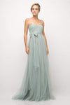 A-line Strapless Floor Length Sweetheart Ruched Open-Back Pleated Fitted Back Zipper Sheer Natural Waistline Tulle Dress