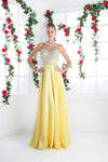 Sophisticated A-line Sheer Racerback Cutout Illusion Flutter Sleeves Halter Sweetheart Floor Length Chiffon Dress With Pearls