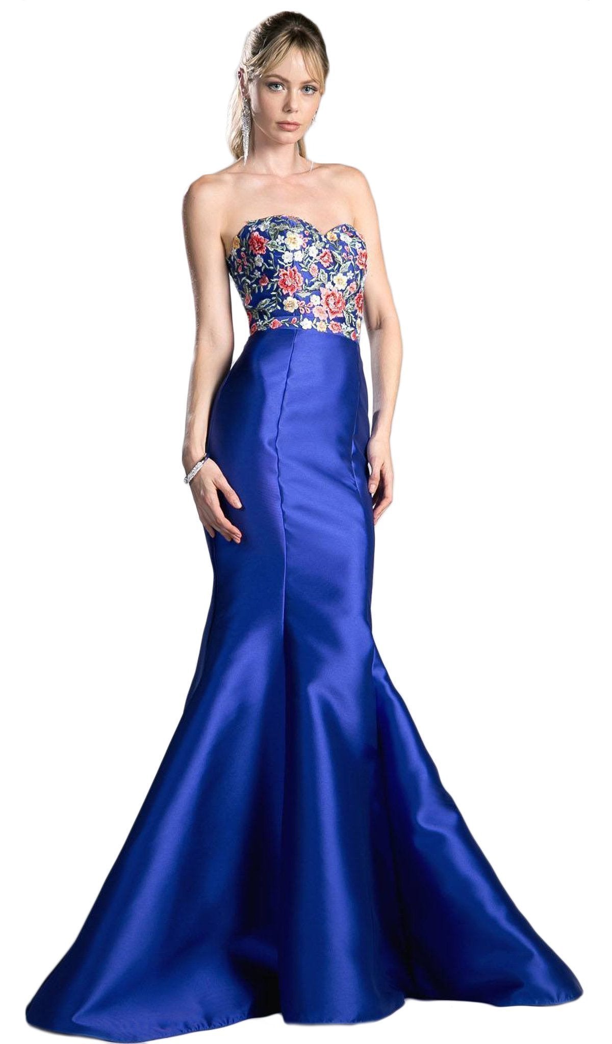 Cinderella Divine - HW06 Floral Embellished Strapless Mermaid Evening Gown
