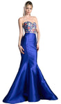 Sophisticated Strapless Back Zipper Applique Open-Back Sweetheart Natural Waistline Floral Print Mermaid Evening Dress/Prom Dress with a Brush/Sweep Train