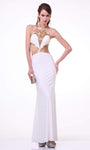 Floor Length Sheath Sleeveless Racerback Beaded Sheer Back Zipper Illusion Cutout Halter Sweetheart Natural Waistline Sheath Dress