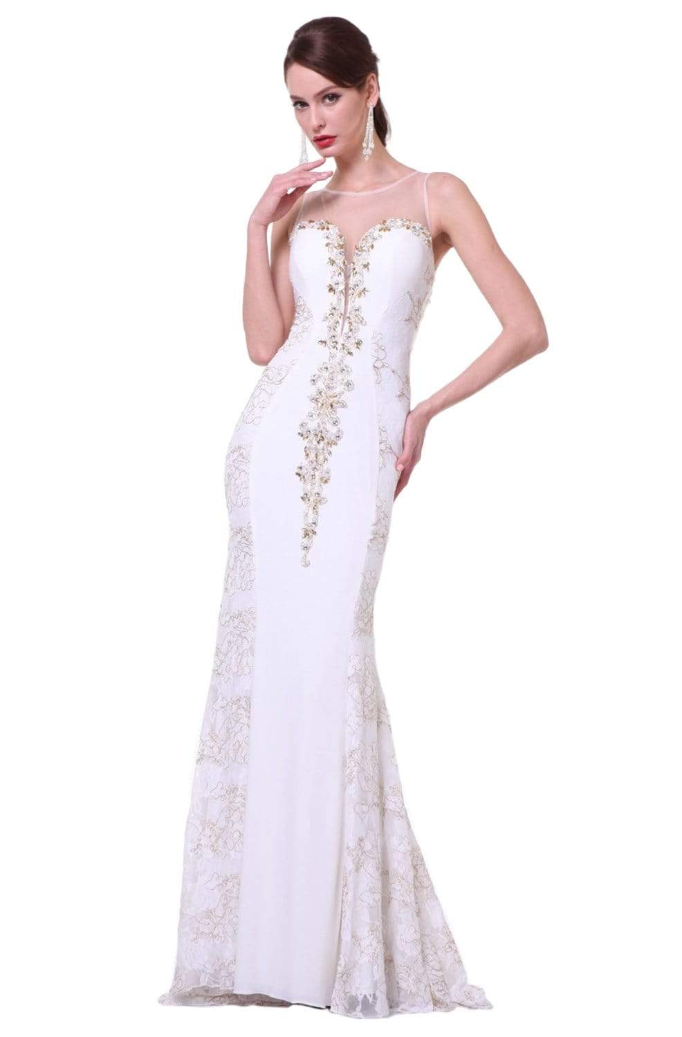 Cinderella Divine - JC4101 Embellished Illusion Sheath Dress
