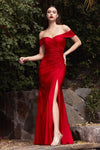 Jersey Off the Shoulder Sheath Floor Length Slit Fitted Ruched Natural Waistline Sheath Dress/Evening Dress