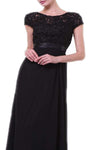 Lace Applique Wrap Short Sleeves Sleeves Sheath Bateau Neck Floor Length Sheath Dress With a Ribbon