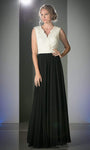 A-line V-neck Floor Length V Back Fitted Lace Two-Toned Print Sleeveless Dress