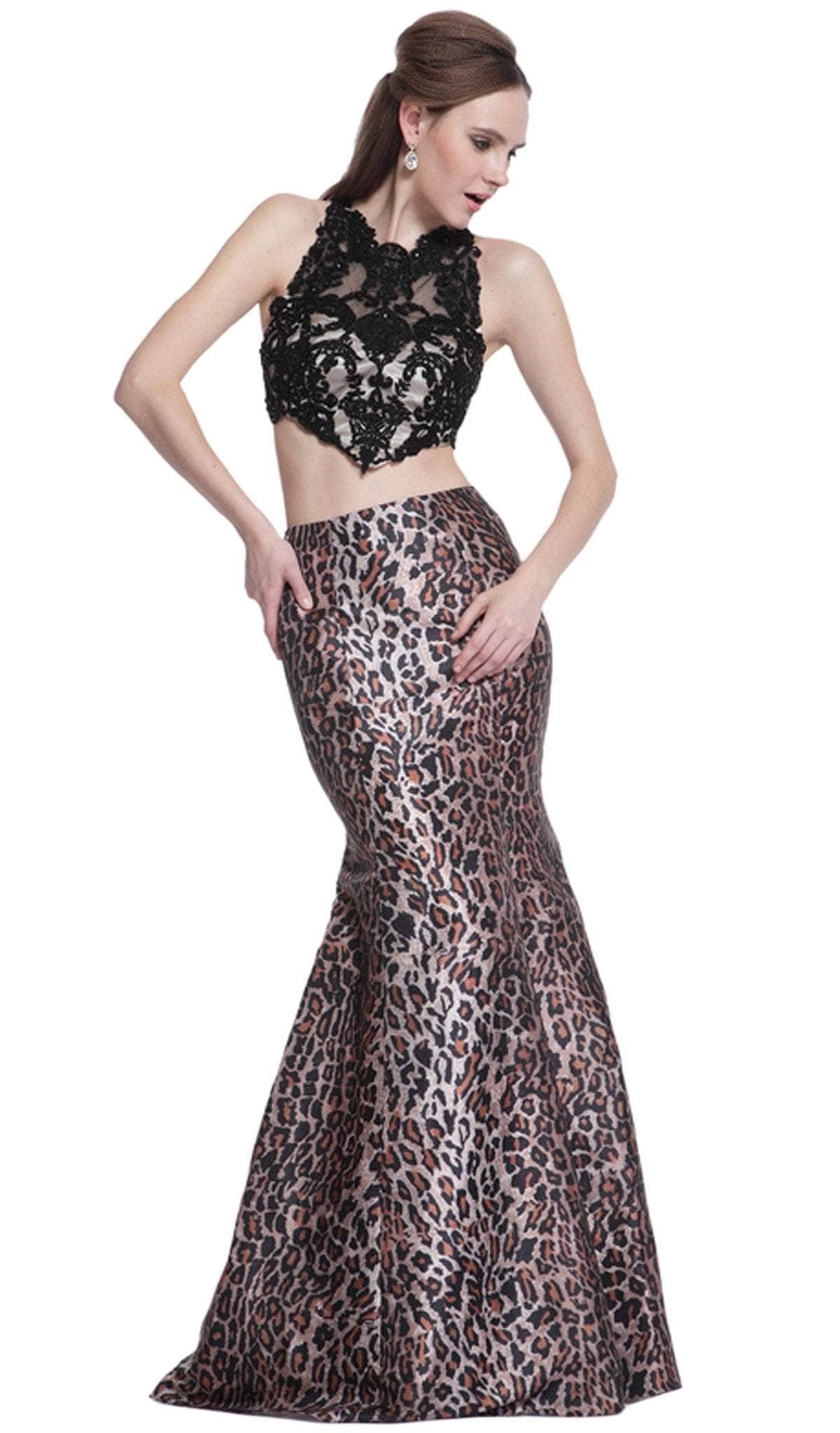 Cinderella Divine - Lace Sleeveless Two-Piece Print Mermaid Evening Gown
