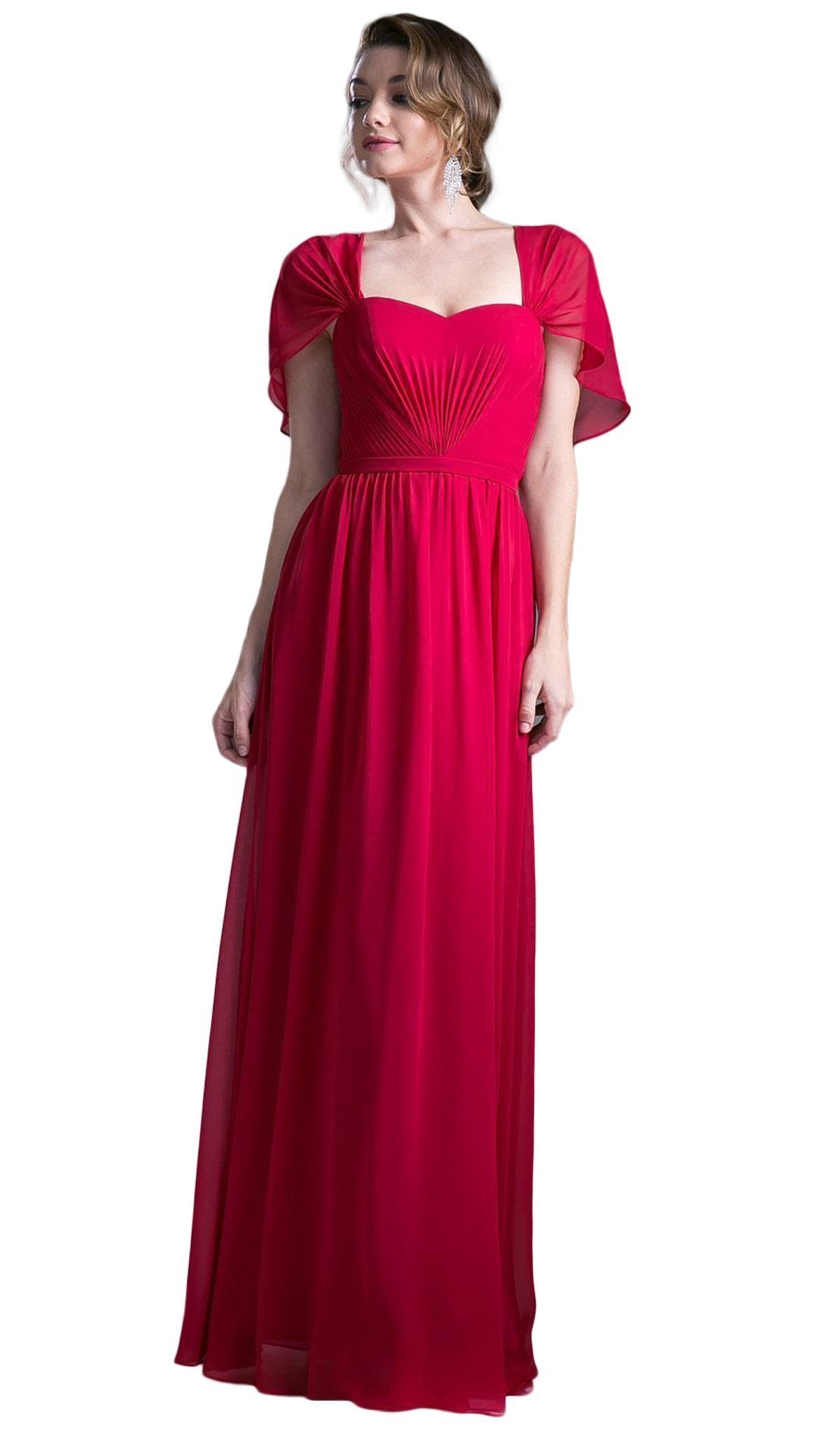 Cinderella Divine - Ruched Semi-Sweetheart Dress With Cape Detail
