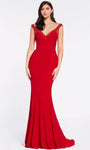 Sophisticated V-neck Sleeveless Floor Length Sheath Natural Waistline Back Zipper V Back Beaded Sheath Dress/Evening Dress with a Brush/Sweep Train