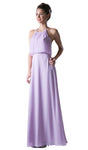 Sophisticated A-line Natural Waistline Belted Open-Back Back Zipper Sleeveless Halter Bridesmaid Dress