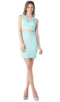 Cocktail Short Sheath Illusion Wrap Fitted Applique Jeweled Sleeveless Sweetheart Lace Sheath Dress