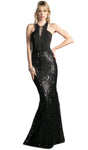 Sheath Lace-Up Open-Back Sequined Sleeveless Jeweled Neck Sheath Dress/Evening Dress with a Brush/Sweep Train