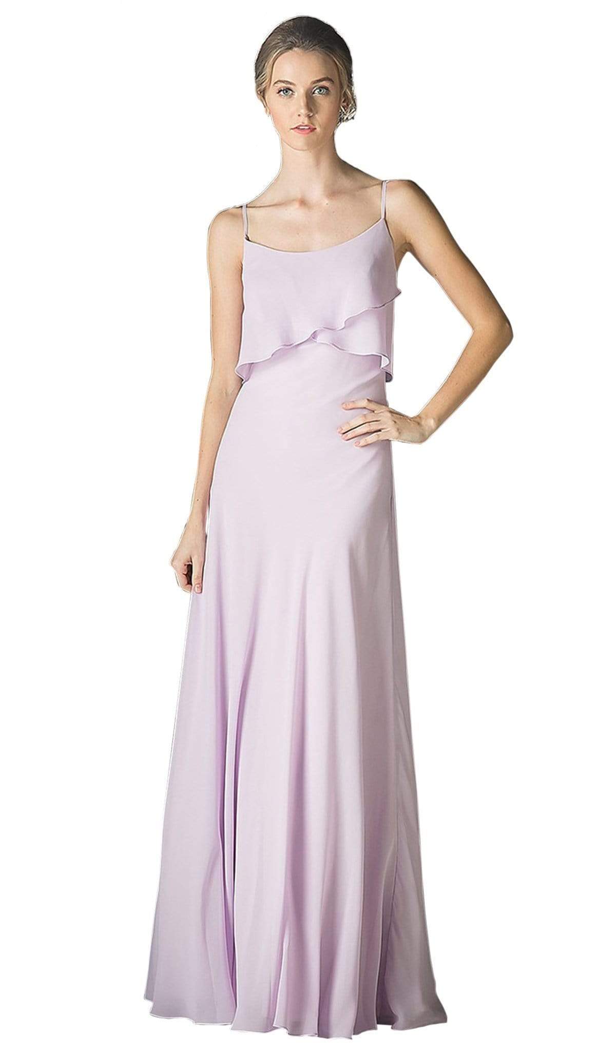 Cinderella Divine - Sleeveless Surplice Ruffled Bodice A-Line Long Formal Dress