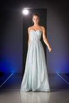 A-line Strapless Floor Length Natural Waistline Chiffon Pleated Belted Sweetheart Evening Dress/Party Dress