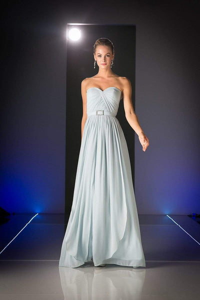 A-line Strapless Sweetheart Belted Pleated Natural Waistline Chiffon Floor Length Evening Dress/Party Dress