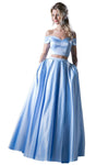 A-line Natural Princess Seams Waistline Off the Shoulder Floor Length Back Zipper Dress